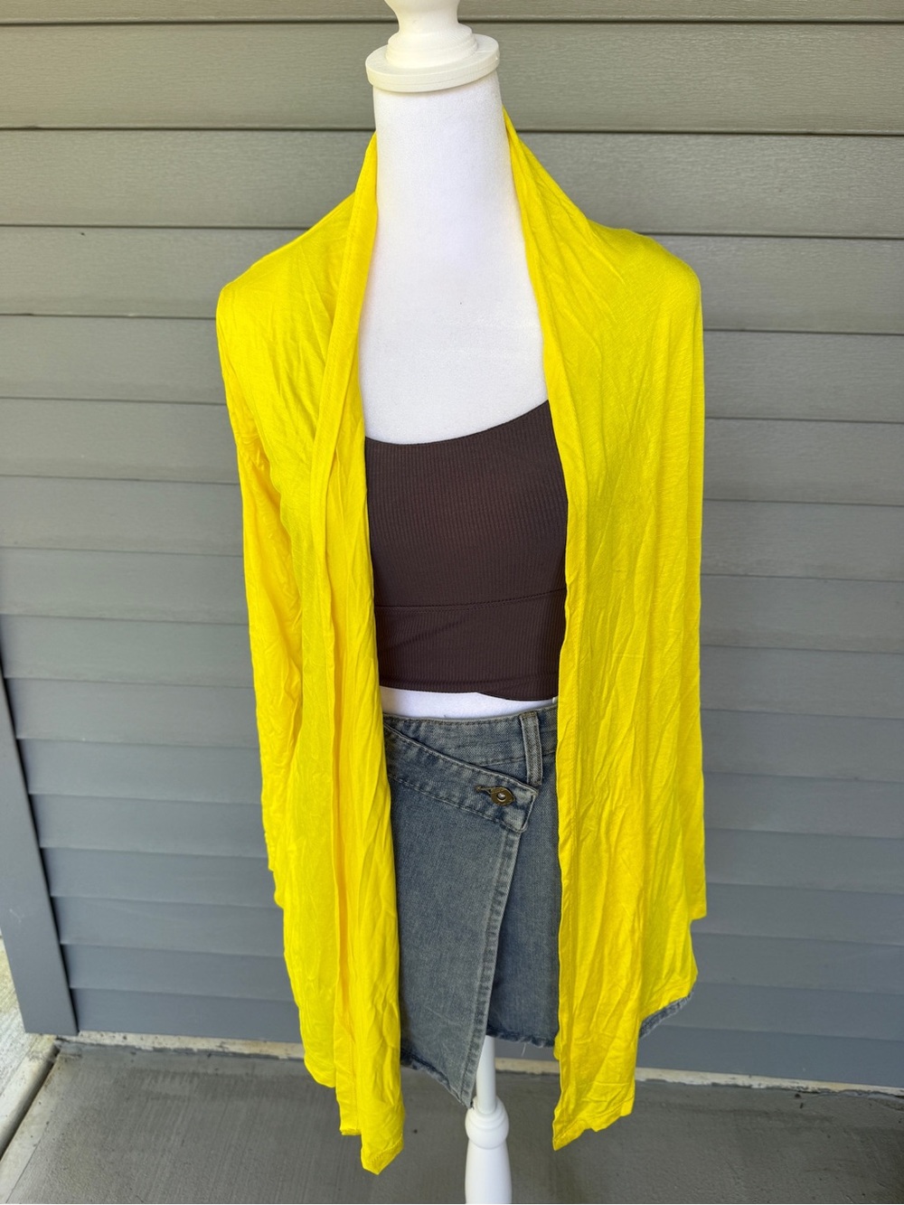 NWT SIMLU Lightweight Yellow Open Front Long Sleeve Cardigan Women’s Medium Fall